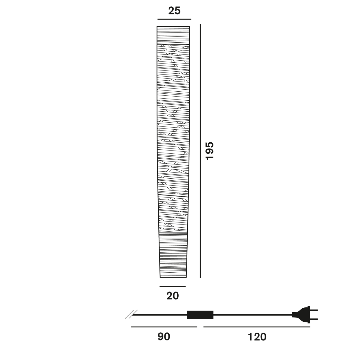 Foscarini Tress Grande Terra, Maßzeichnung