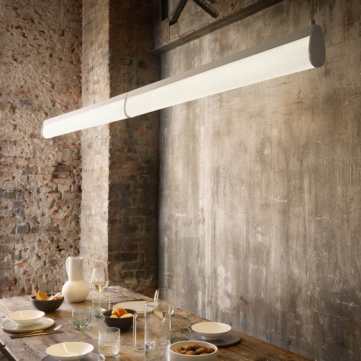 Slamp Modula Double LED Suspension, hellgrau / Crystal