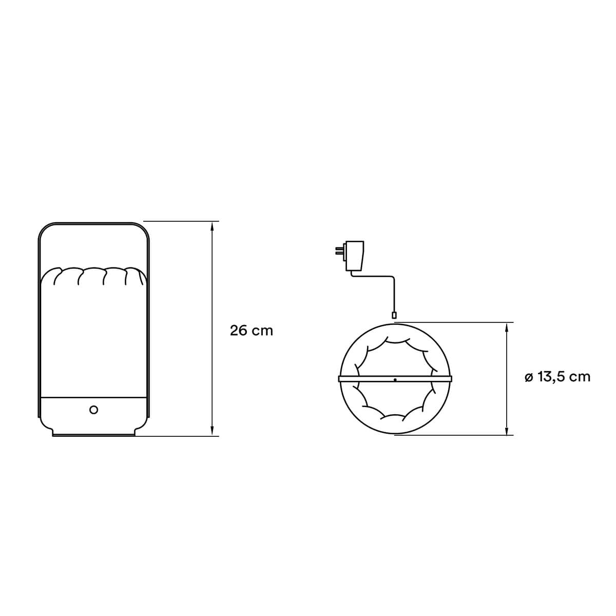 LZF Lamps Mini Chou LED Akkuleuchte, Maßzeichnung