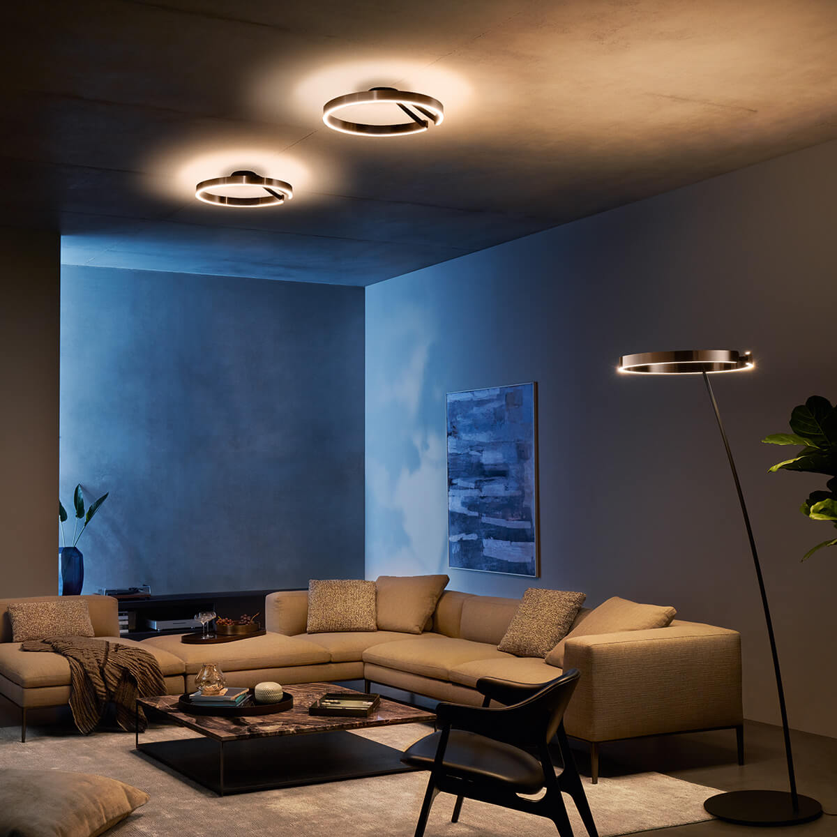 Occhio Mito aura 40 narrow LED Deckenleuchte, Base: schwarz matt, Roségold