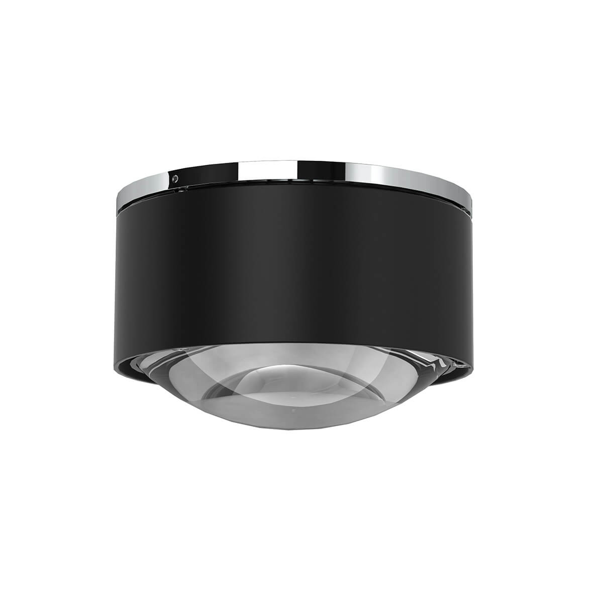 Top Light Puk Maxx One 2 Deckenleuchte, Gehäuse, schwarz matt / Chrom, mit Linse klar (nicht inbegriffen)