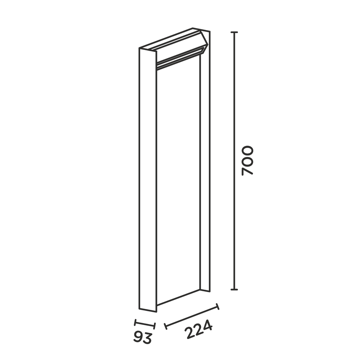 IP44.DE Slat 70 LED Pollerleuchte, Maßzeichnung