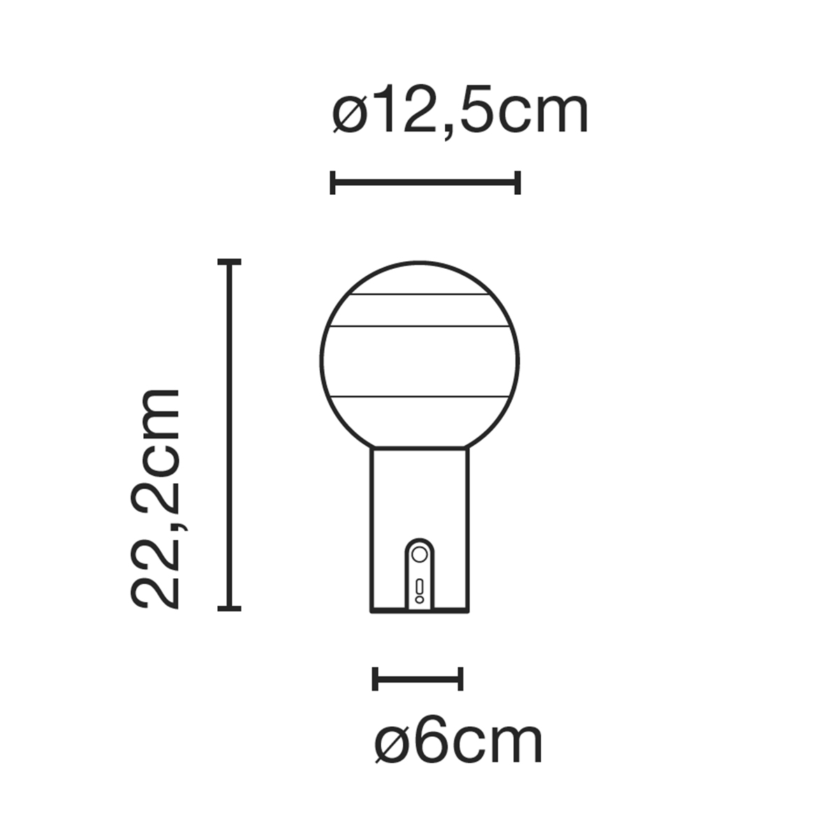 Marset Dipping Light Portable LED Akkuleuchte, Maßzeichnung