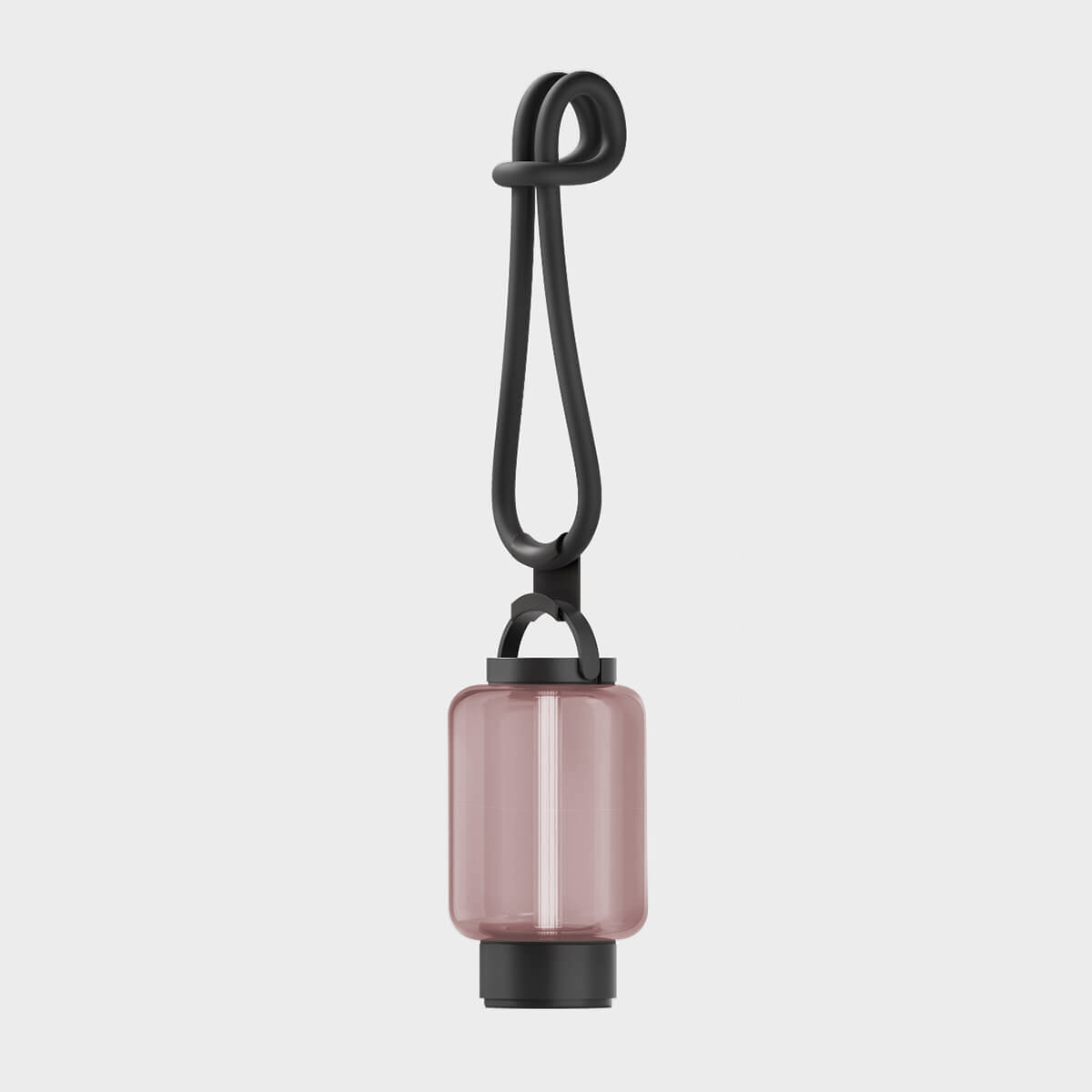 IP44.DE Qu LED Akkuleuchte mit Rope Aufhängung, jet black (schwarz), Glas: Rosé