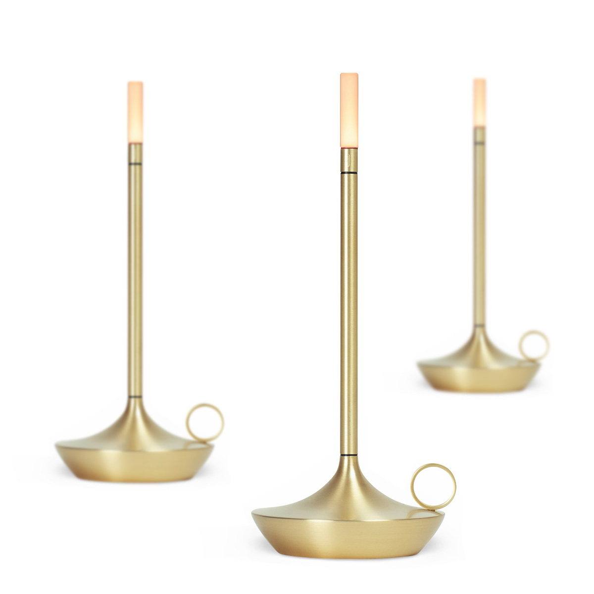 Graypants Wick LED Akkuleuchte, 3er Set, Messing (eingeschaltet)