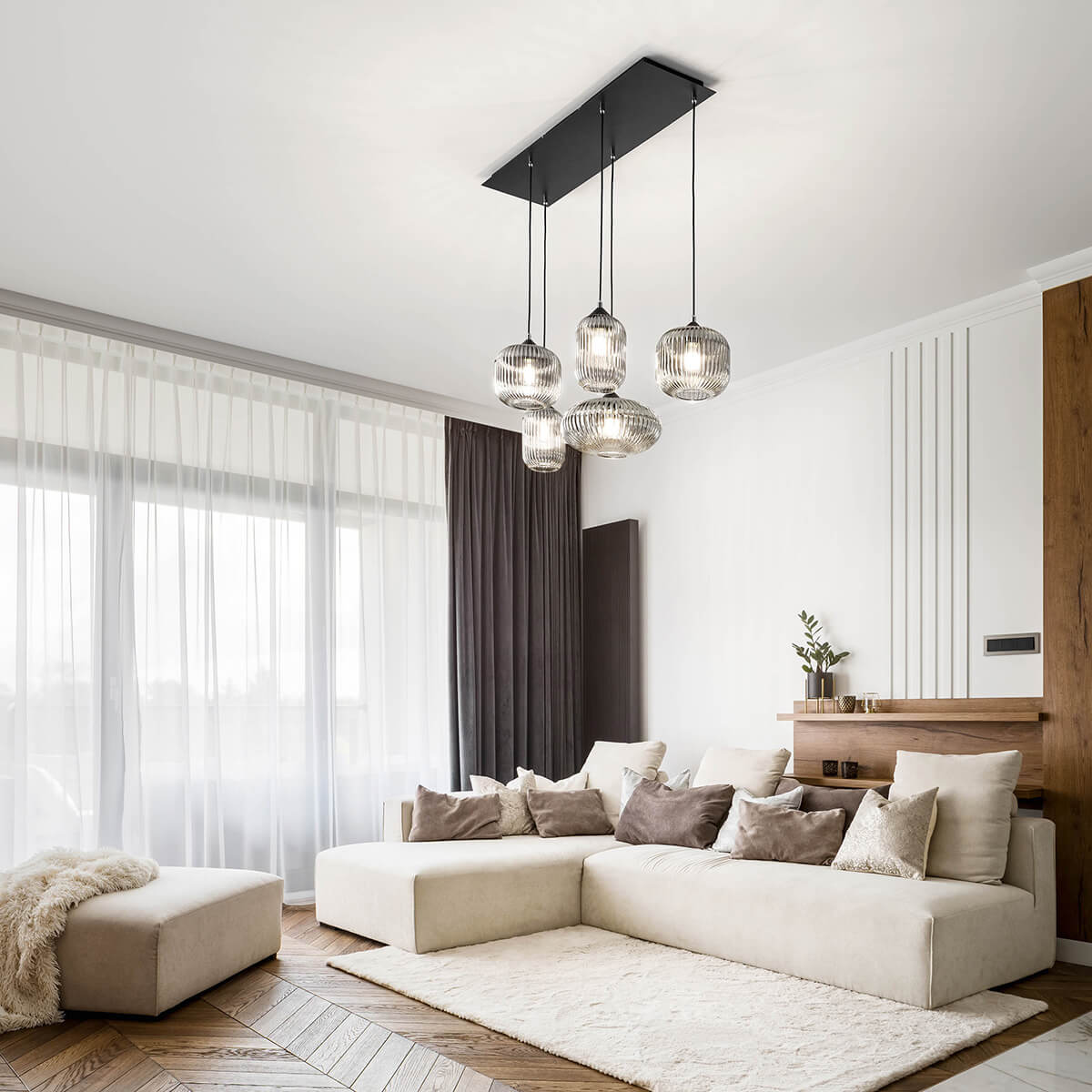 Fabas Luce Gillis Pendelleuchte, grau transparent