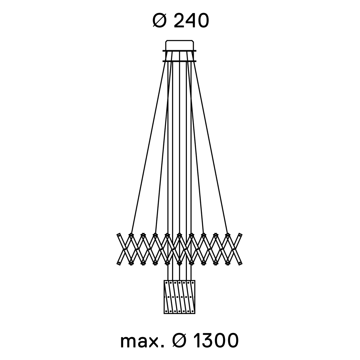 Serien.lighting Zoom Pendelleuchte, 2 Elemente Ø: 20–130 cm, 40-flg.