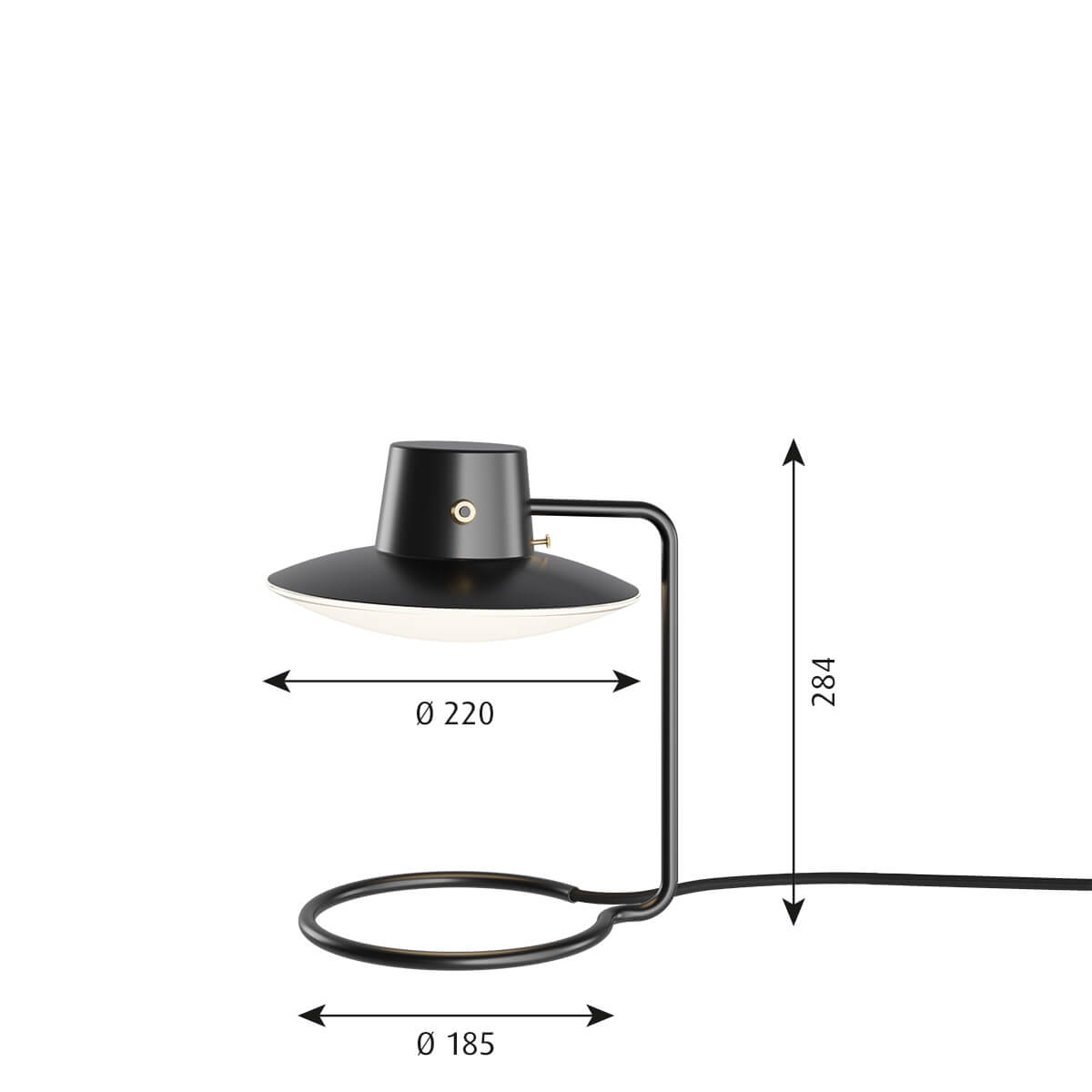 Louis Poulsen AJ Oxford Mini Tischleuchte, Maßzeichnung