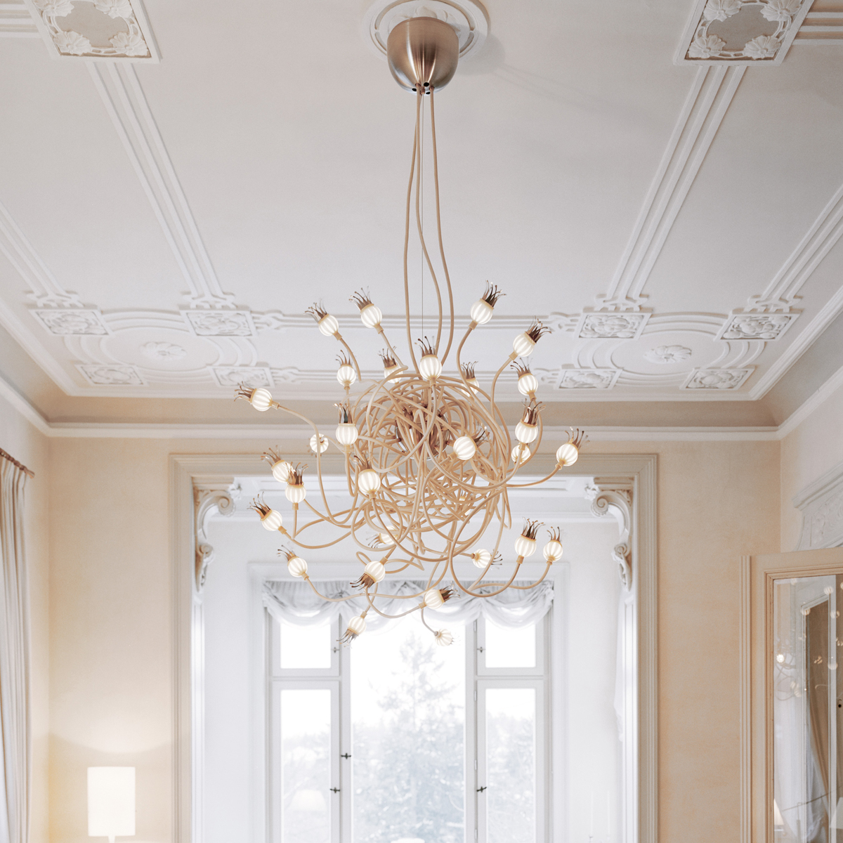 Serien.lighting Poppy Suspension Pendelleuchte, Schirme: Keramik, Arme: beige
