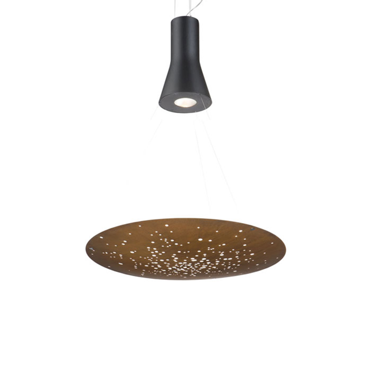 Fabbian Lens Pendelleuchte, 1-flg., Ø: 60 cm, rostfarben