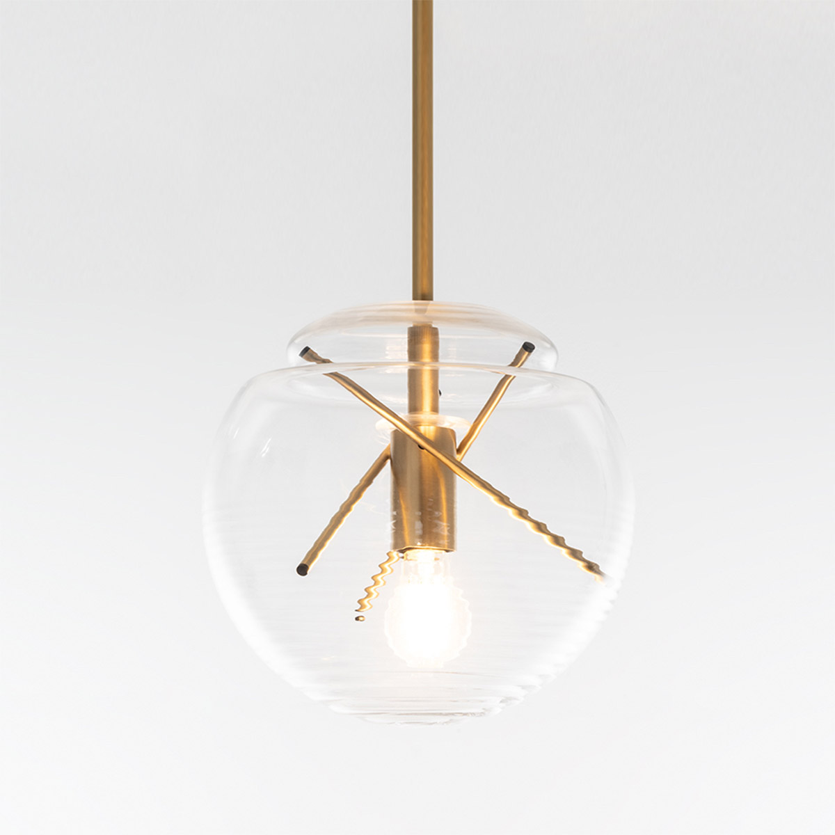 Artemide Vitruvio Sospensione, Struktur: messingfarben, Schirm: transparent