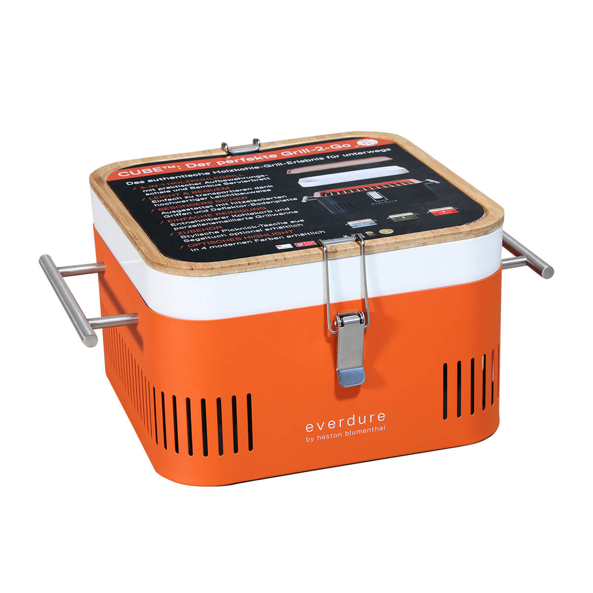 Everdure by heston blumenthal Cube Holzkohlegrill, tragbar, orange