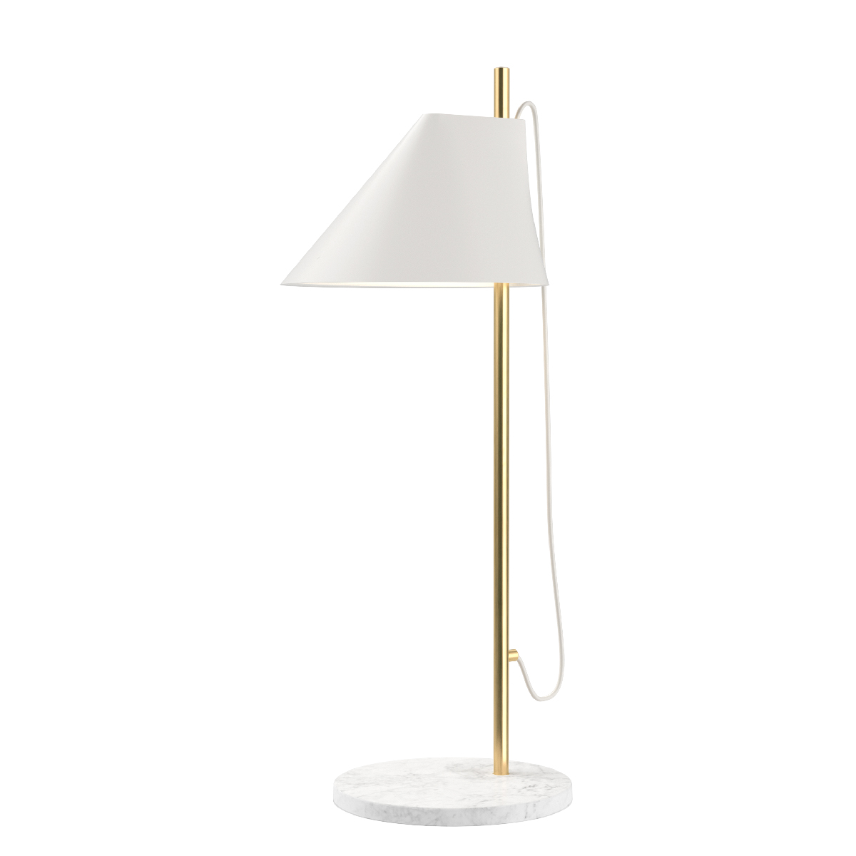 Louis Poulsen Yuh Brass LED Tischleuchte, Messing, Fuß: Marmor weiß