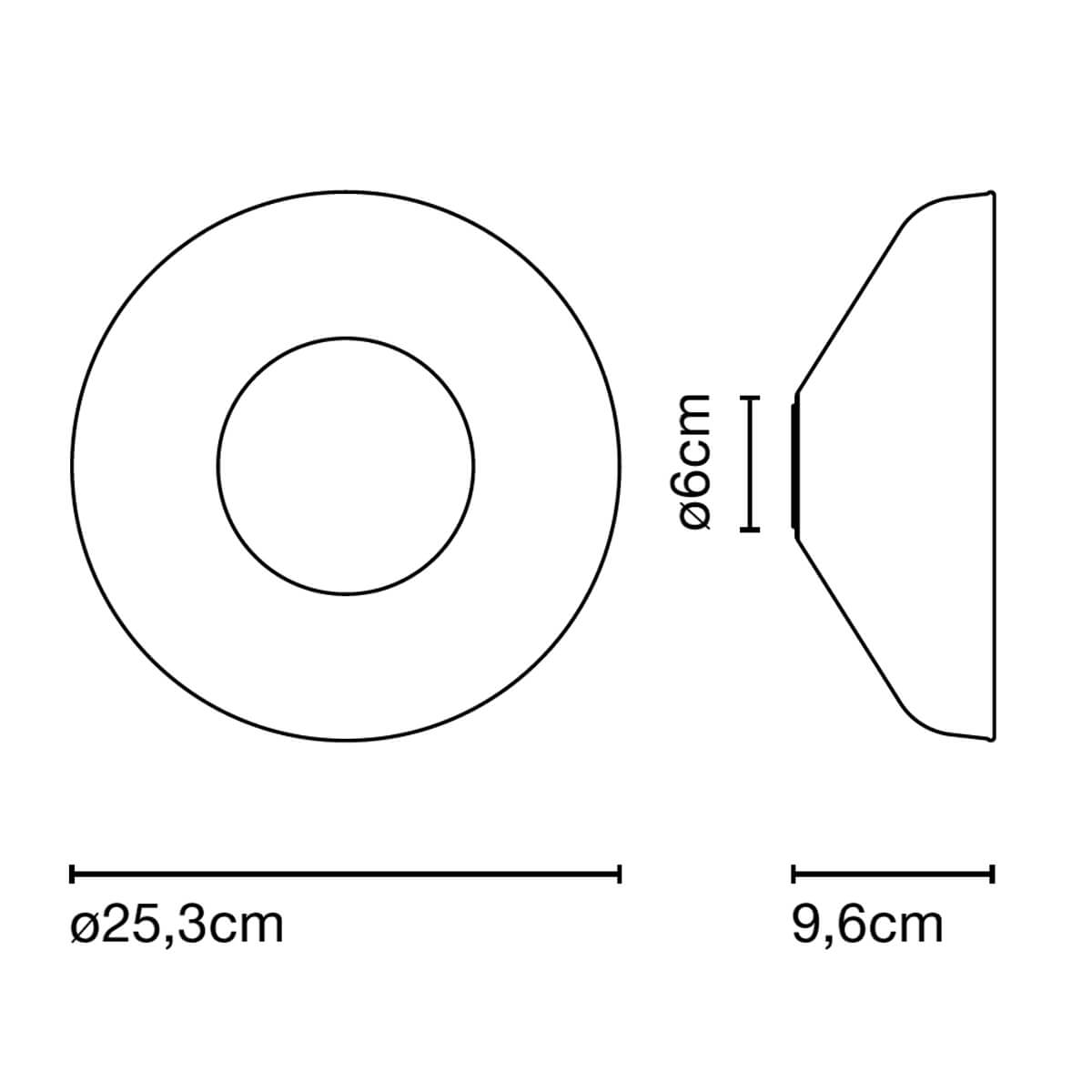 Marset Aura Plus LED Wand- / Deckenleuchte, Maßzeichnung
