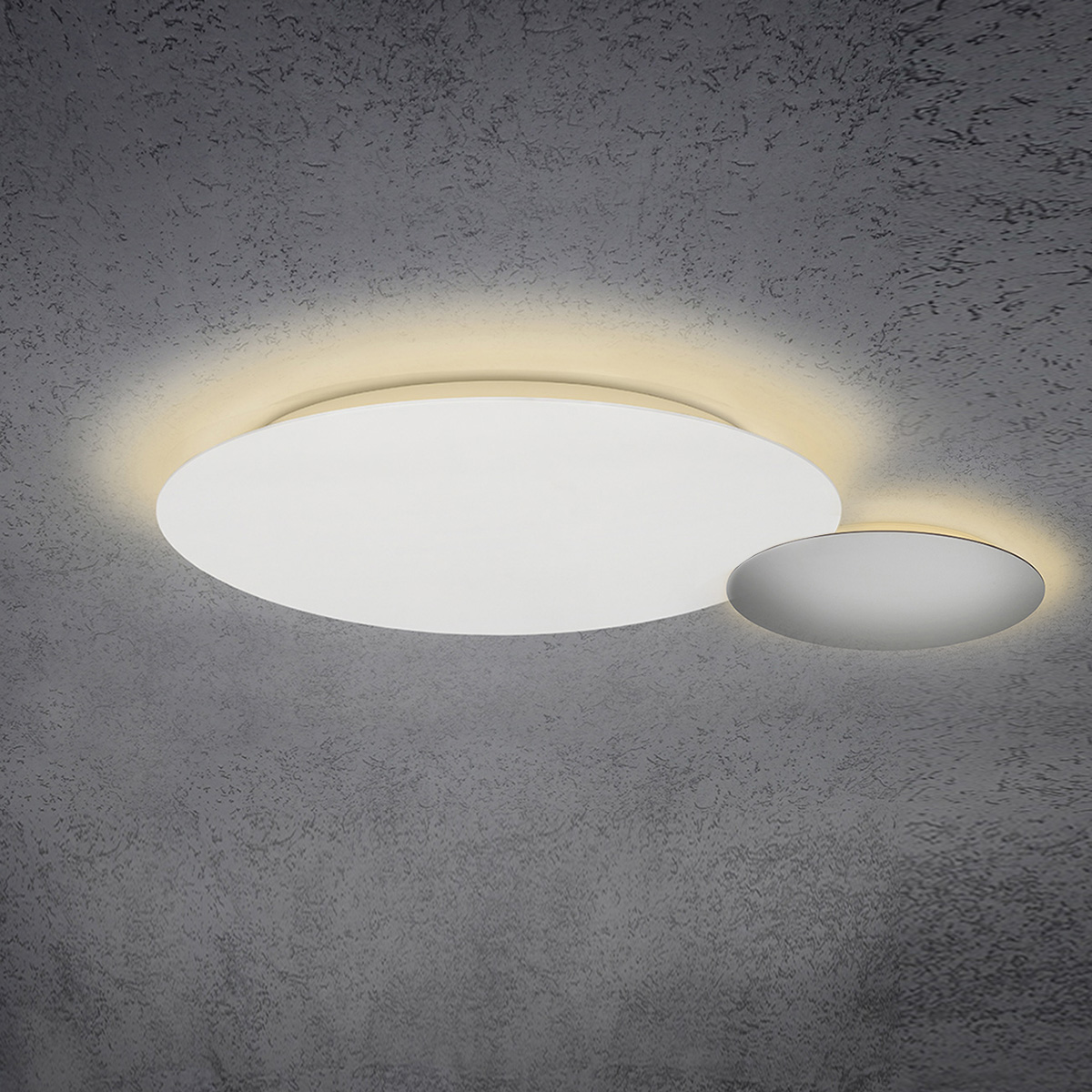 Escale Blade LED Wand- / Deckenleuchte, 2-flg., Ø: 44 cm und 24 cm, weiß matt / Silber matt eloxiert