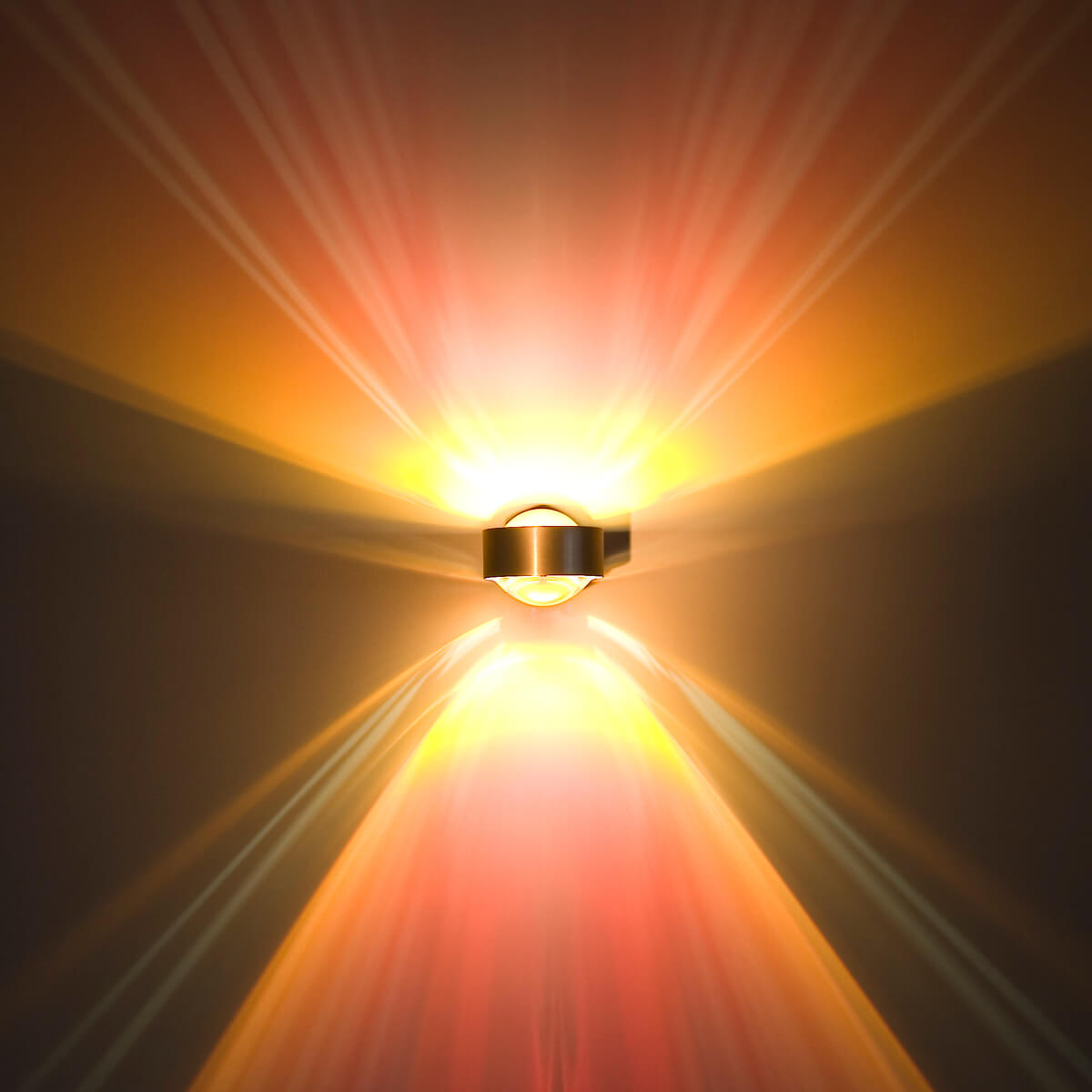 Top Light Puk Mini Wall Wandleuchte, Nickel matt, mit Farbfilter rot / Linse klar und Farbfilter rot