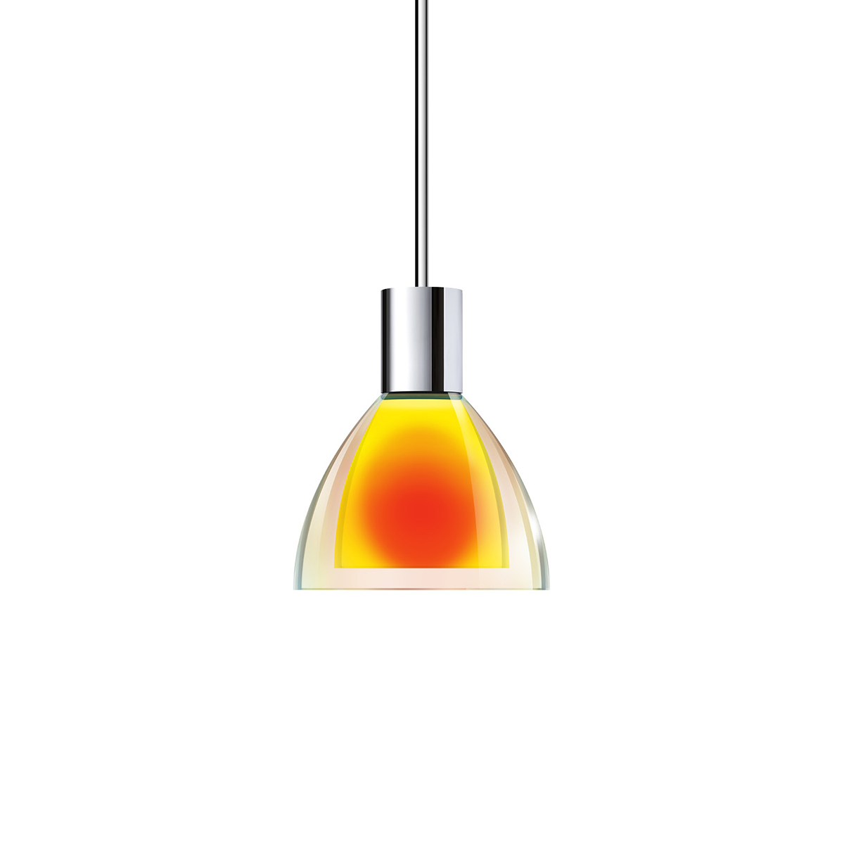Bruck Duolare Silva Neo Ø: 11 cm Fassung: Chrom Pendelleuchte Glas: dichroitisch orange - gelb
