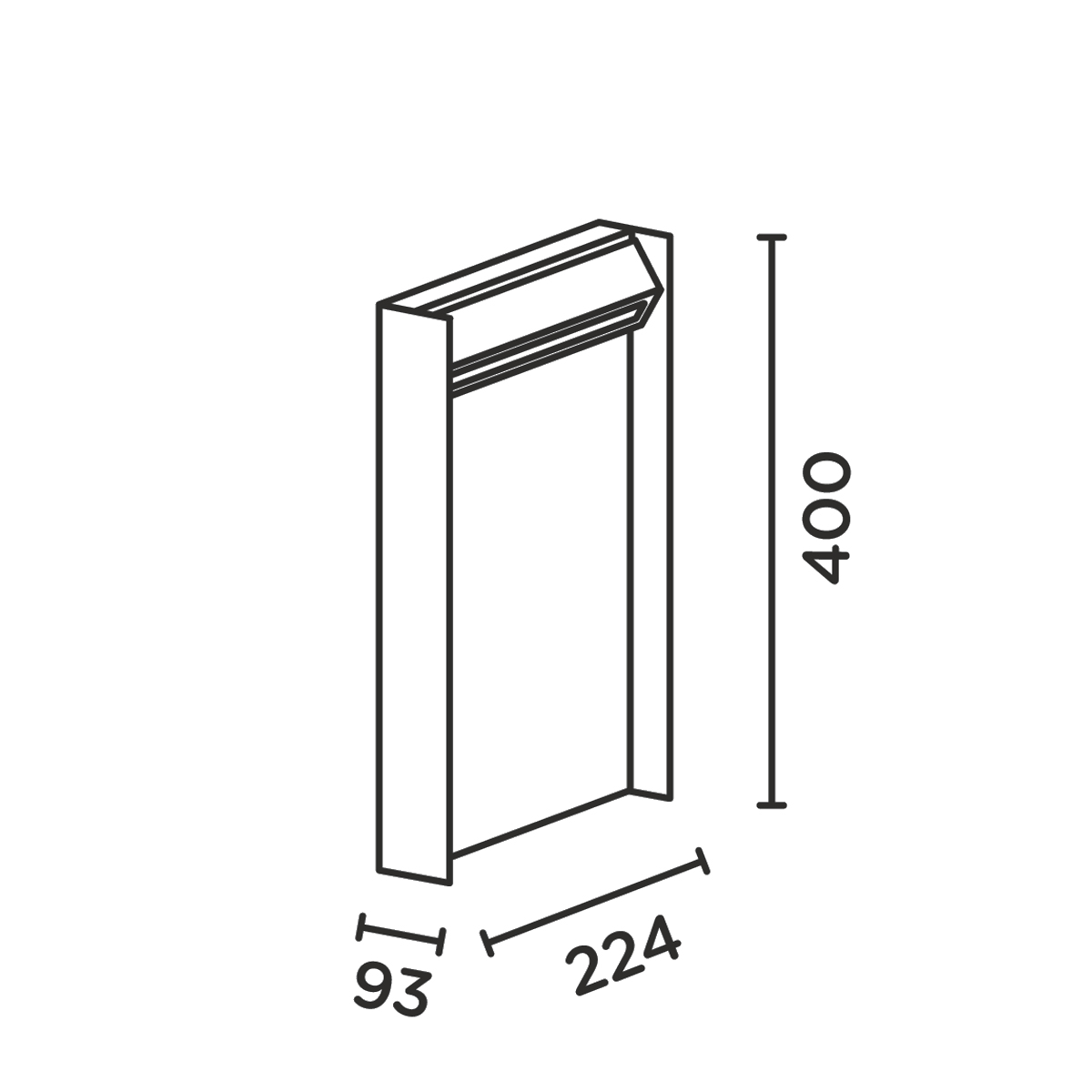 IP44.DE Slat 40 LED Pollerleuchte, Maßzeichnung
