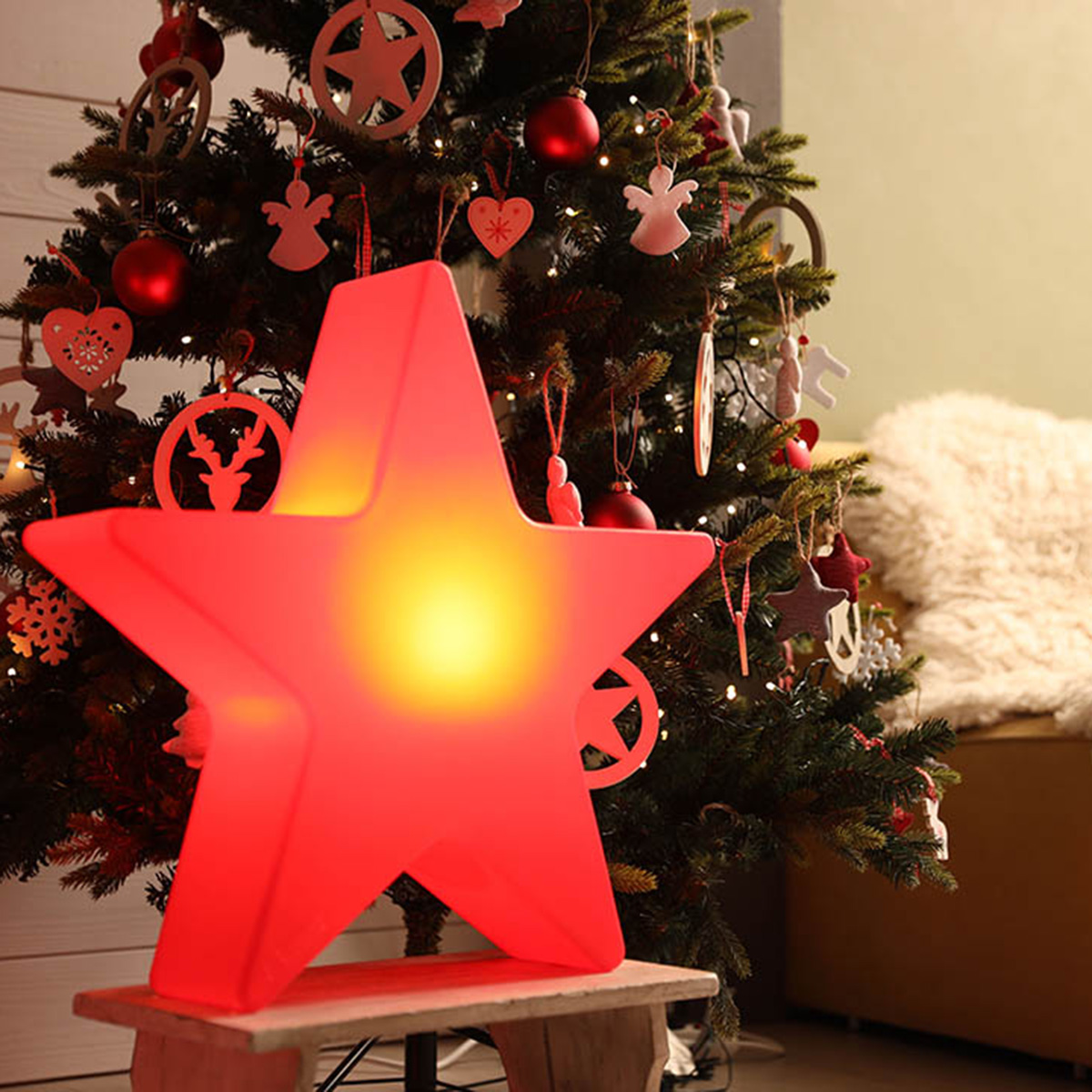 8 seasons design Shining Star Dekoleuchte, Höhe: 37 cm, rot