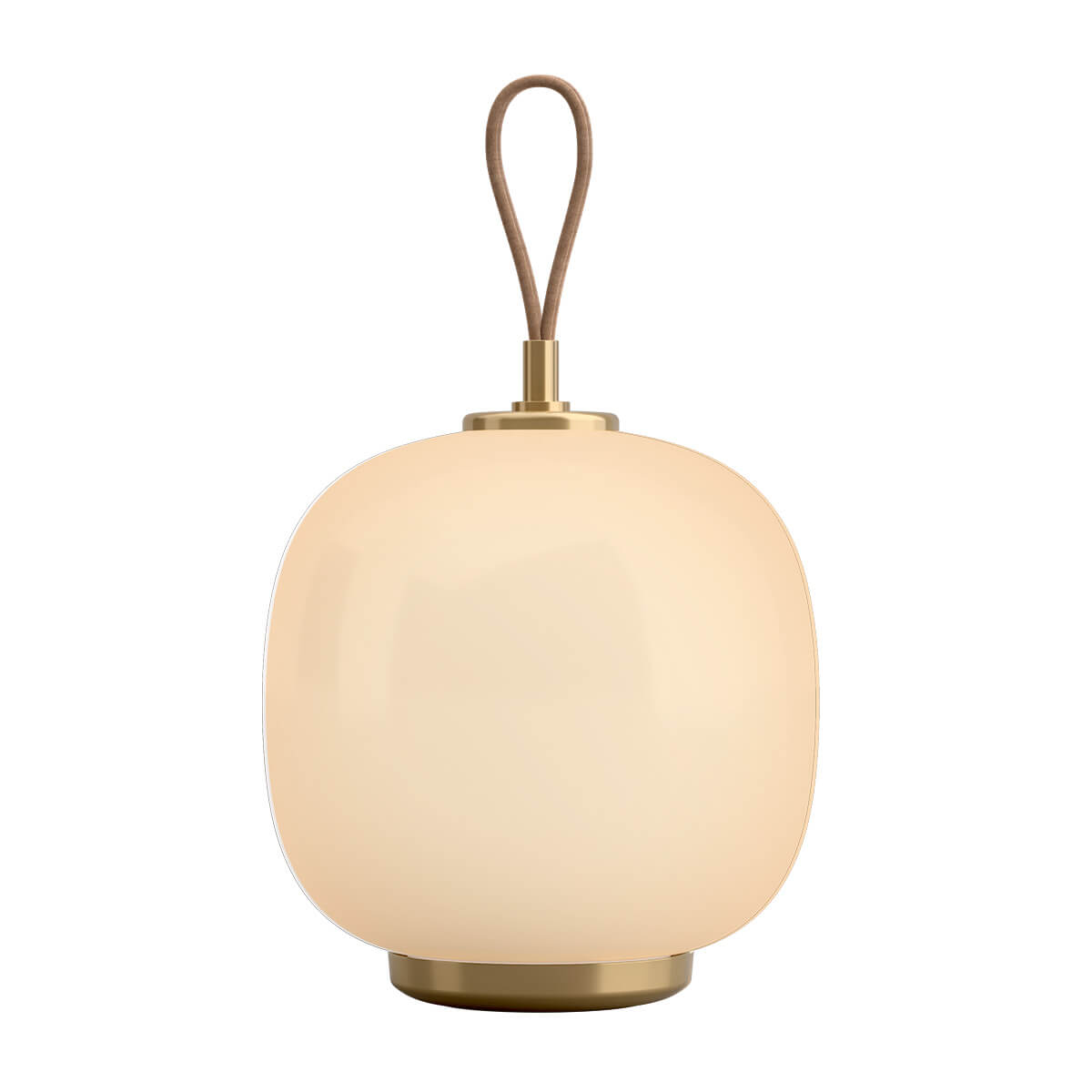Louis Poulsen VL 45 Radiohus Portable LED Akkuleuchte, opalweiß glänzend / Messing (20 % gedimmt)