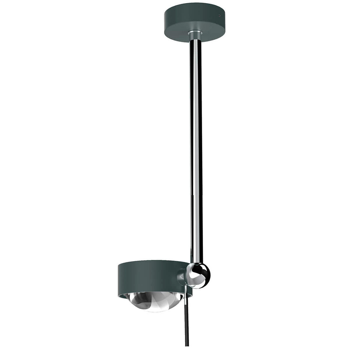 Top Light Puk Mini Side Single Ceiling Deckenleuchte, 30 cm, Gehäuse, anthrazit matt / Chrom, mit Linse klar / Glas satiniert (nicht inbegriffen)