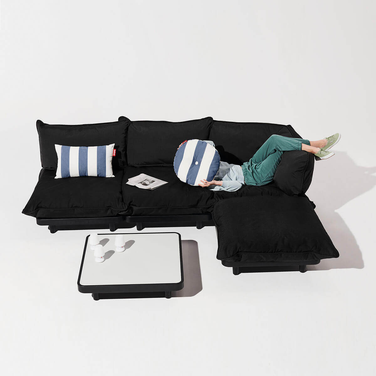 Fatboy Circle Pillow Outdoor Kissen, Stripe Ocean blue (weiß-blau)