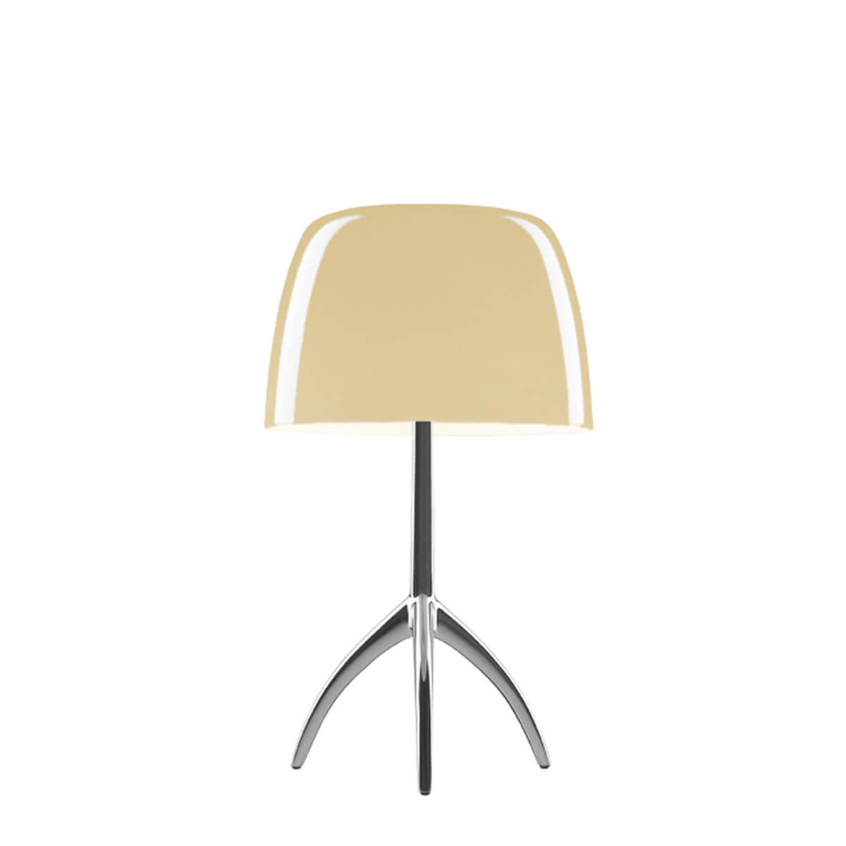 Foscarini Lumiere Piccola Tavolo, mit Dimmer, Aluminium / warmweiß (eingeschaltet)