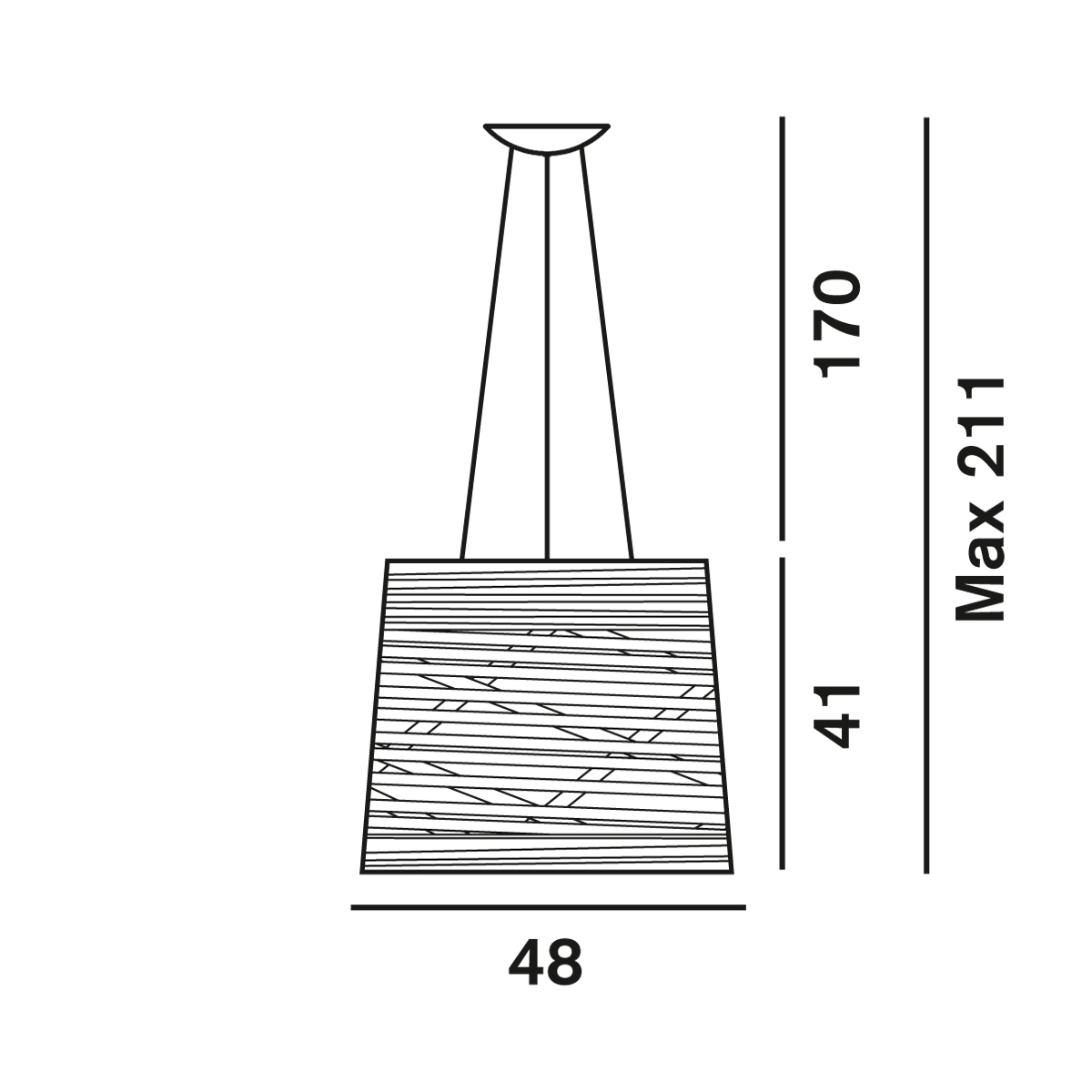 Foscarini Tress Grande LED Sospensione, Pendellänge: 170 cm, Maßzeichnung