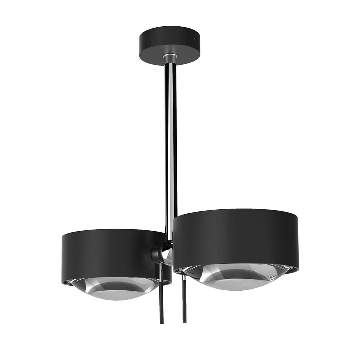 Top Light Puk Maxx Side Twin Ceiling LED Deckenleuchte, 20 cm, Gehäuse, schwarz matt / Chrom, mit Linse klar / Glas satiniert (nicht inbegriffen)