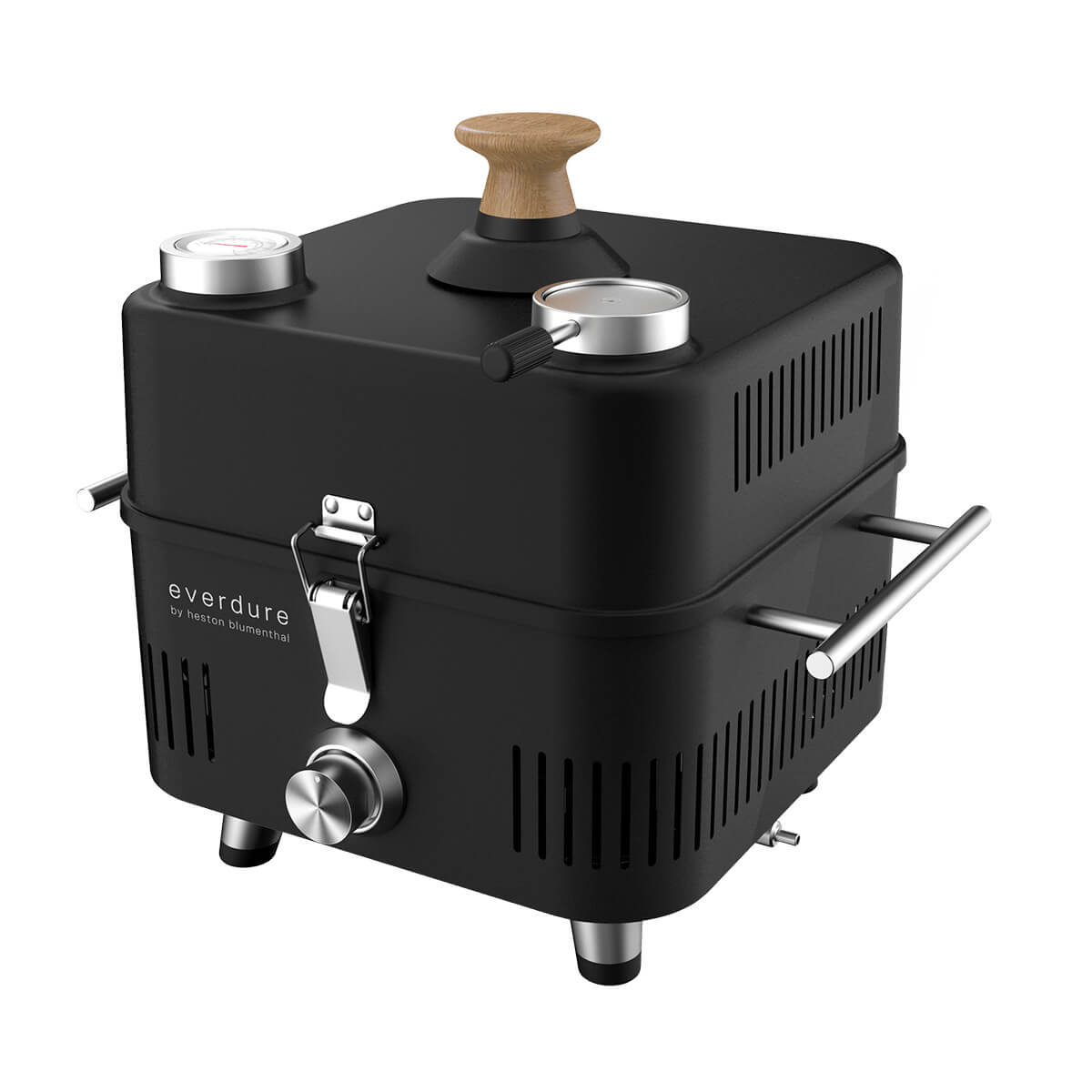 Everdure by heston blumenthal Cube ProFlame 360 Gasgrill mit Garhaube, tragbar, schwarz Cube ProFlame 360 Gasgrill mit Garhaube, tragbar