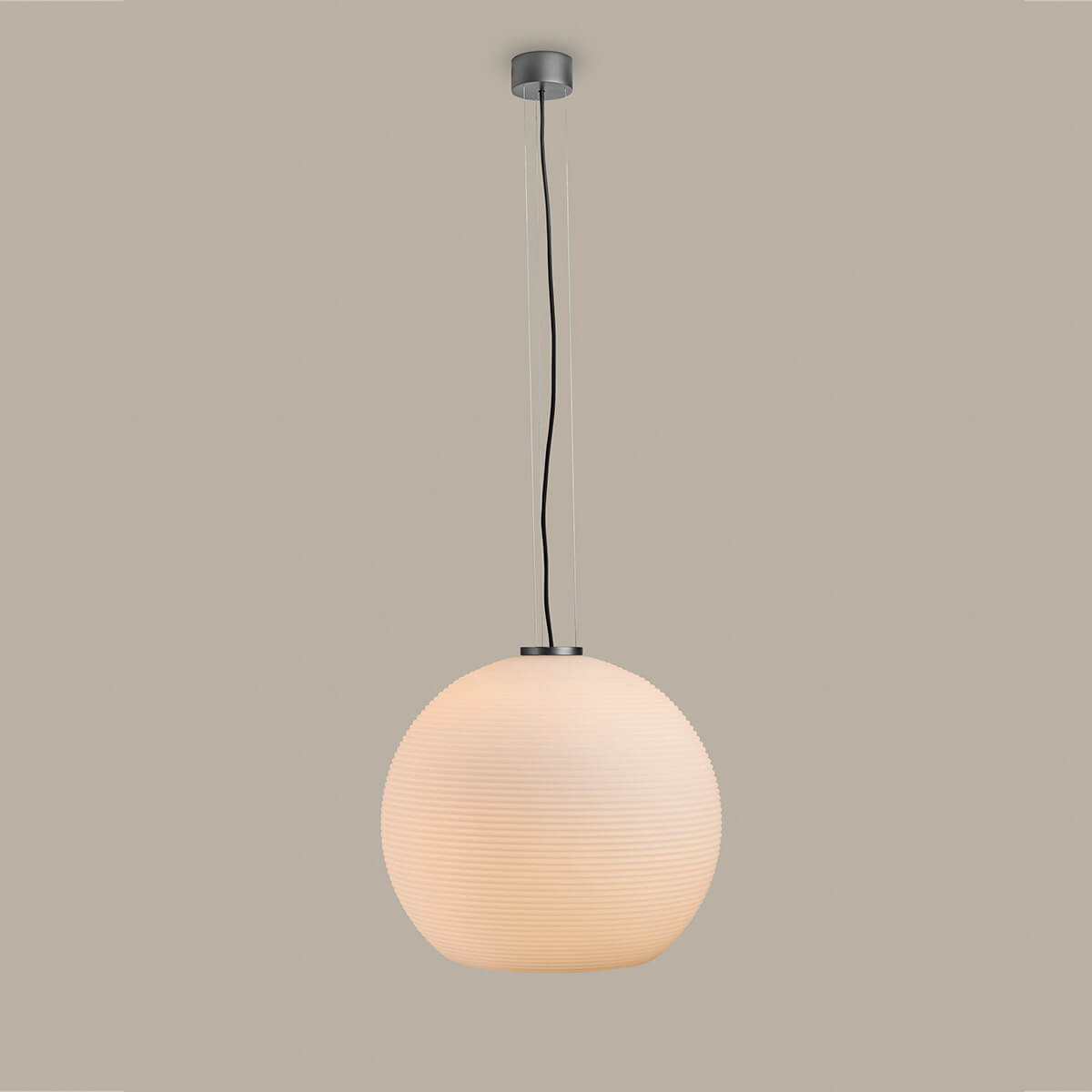 Holtkötter Golyo Pendelleuchte, Platin / Opalglas in Plissee-Optik