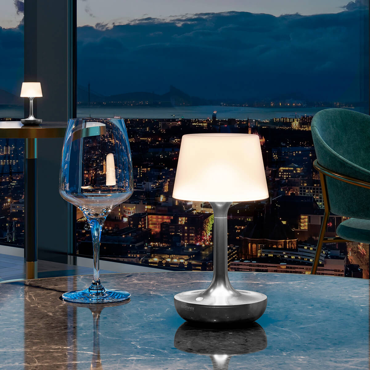 Sompex Ginn LED Akkuleuchte, Chrom