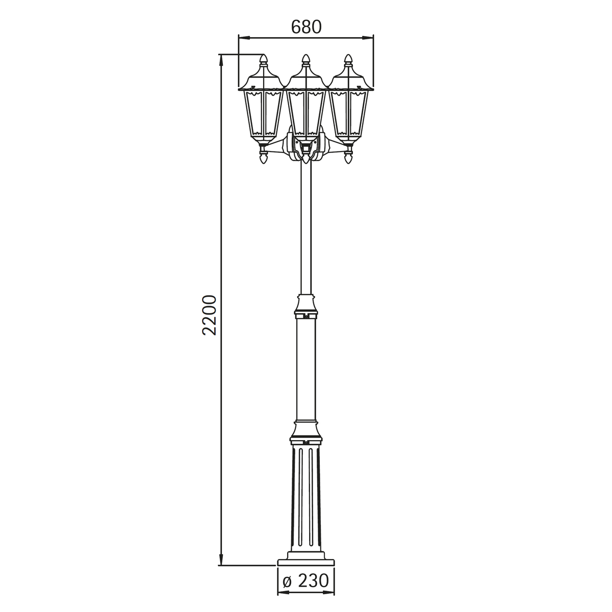 Albert Leuchten 2099 Mastleuchte, 3-flg.