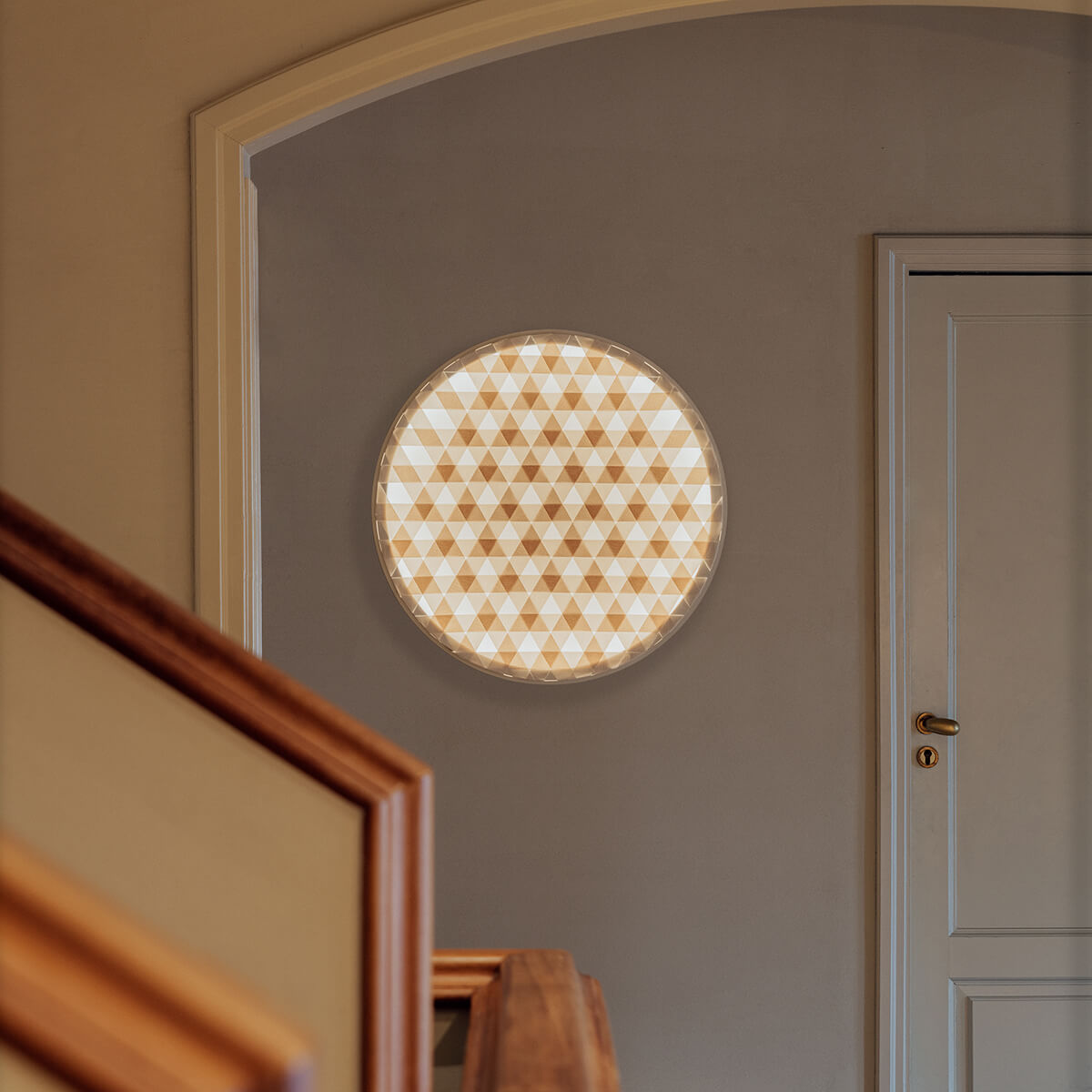 Milan, Loom LED Wandleuchte, Ø: 80,4 cm, Holz / nerzfarben