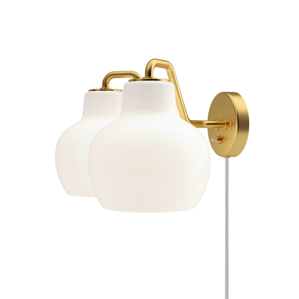 Louis Poulsen VL Ring Crown Wandleuchte, 2-flg., Messing / Opalglas
