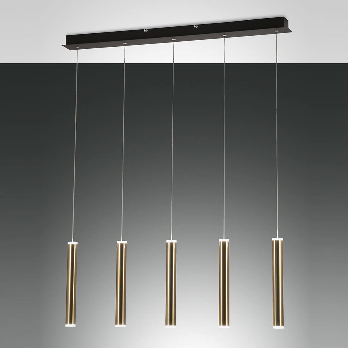 Fabas Luce Prado LED Pendelleuchte, 5-flg., Messing satiniert
