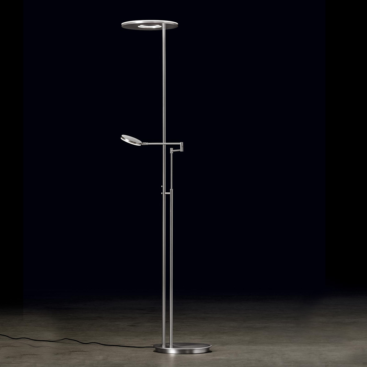 Holtkötter Nova Plano LED Deckenfluter mit Lesearm, Aluminium matt