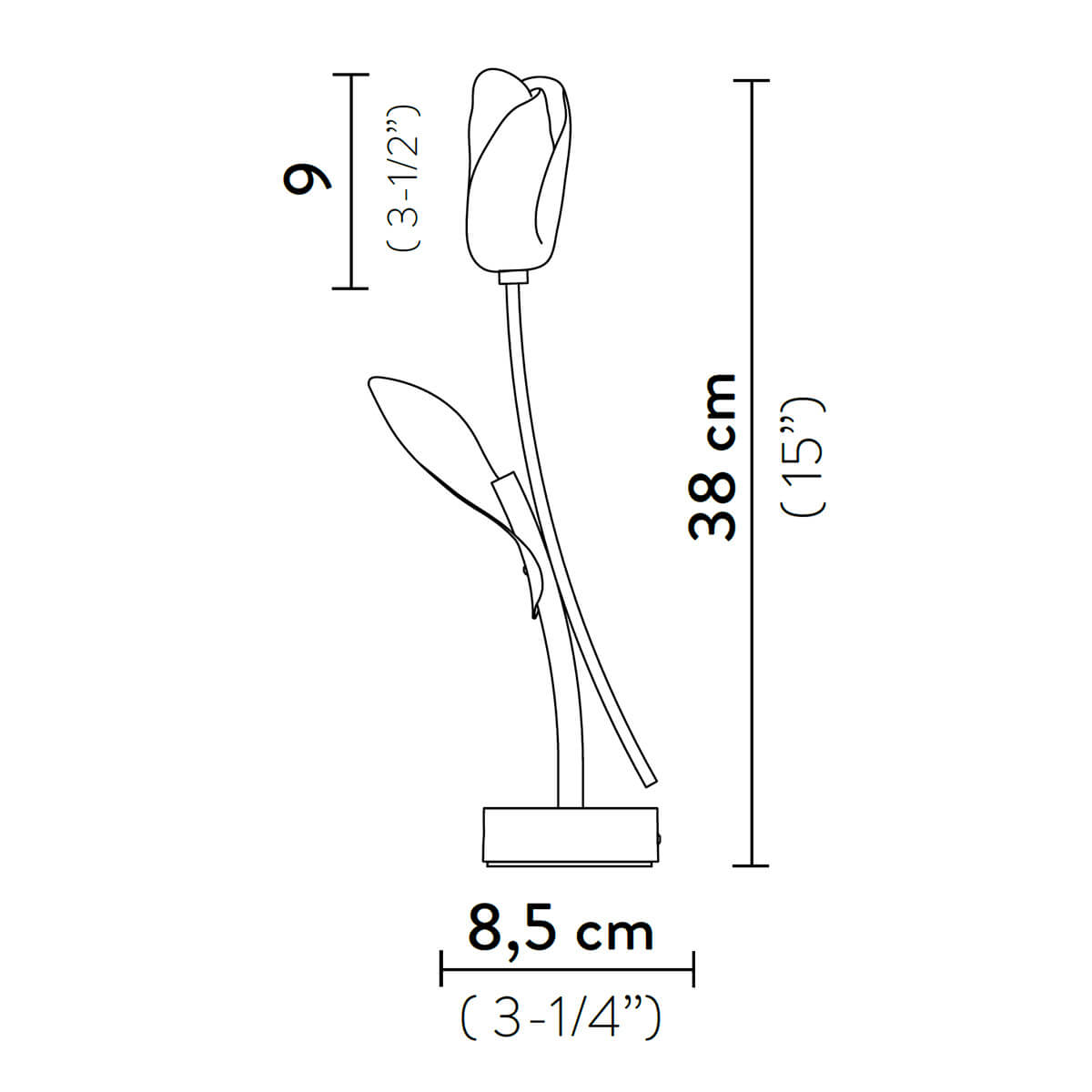 Slamp Tulip Battery LED Akkuleuchte, Maßzeichnung