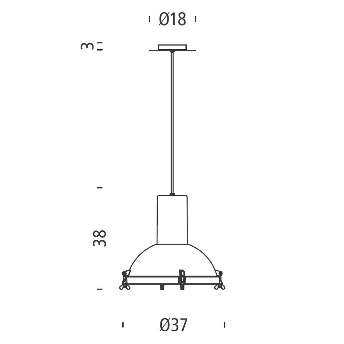 Nemo Projecteur 365 Outdoor Sospensione, Maßzeichnung