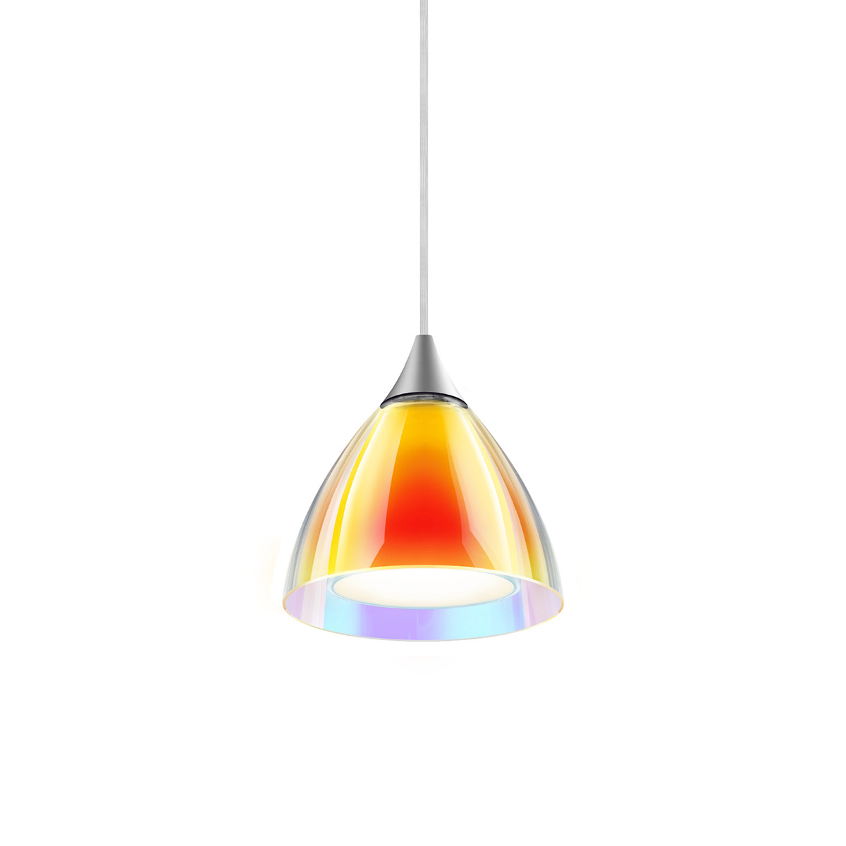 Bruck All-In Silva Pendelleuchte, Chrom matt / dichroitisch orange-gelb