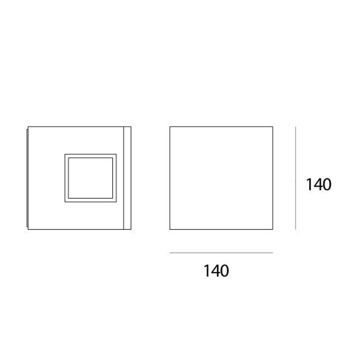 Artemide Outdoor Effetto 14S LED 1N Außenwandleuchte, 1 x 5°, Maßzeichnung