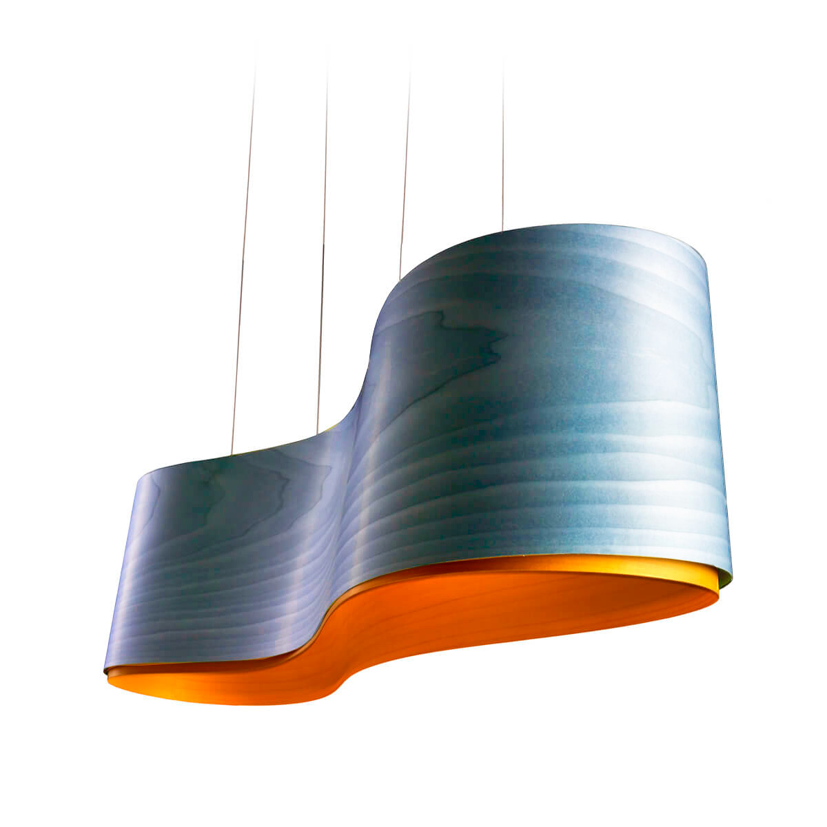 LZF Lamps New Wave Pendelleuchte, Rückläufer, blau, innen: gelb