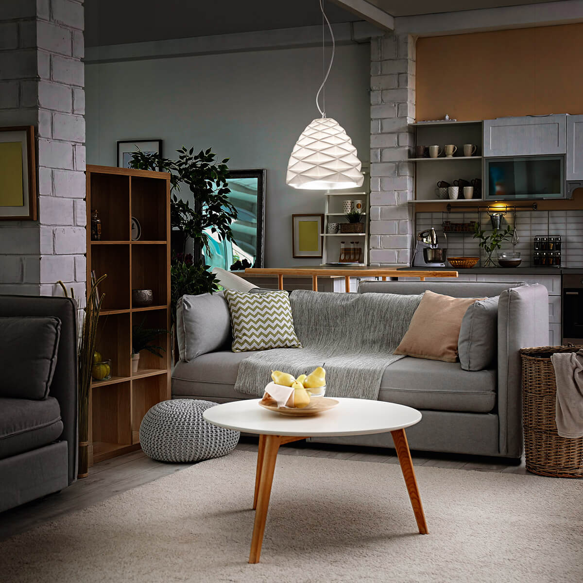 Fabas Luce Duchessa Pendelleuchte, Ø: 30 cm, Keramik weiß