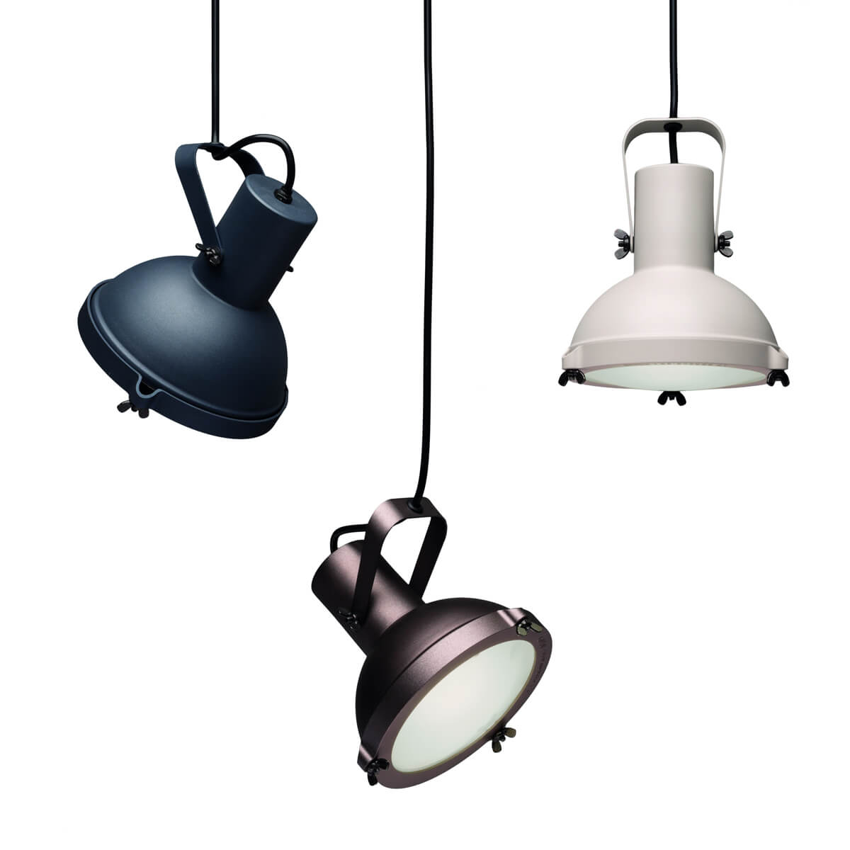 Nemo Projecteur 165 Sospensione, nachtblau, mokka und sandweiß