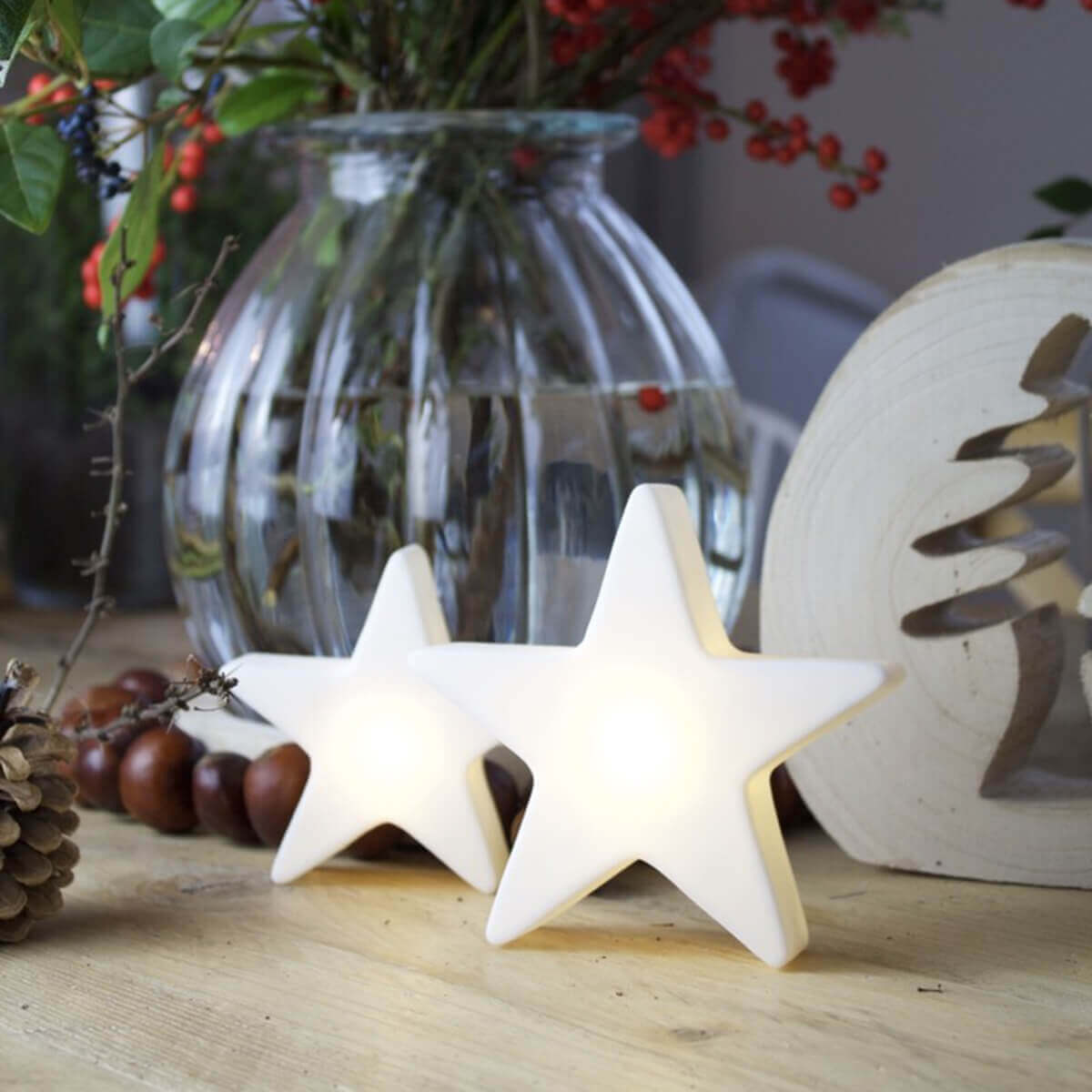 8 seasons design Shining Star Micro LED Akkuleuchte, Höhe: 9 und 12 cm, weiß