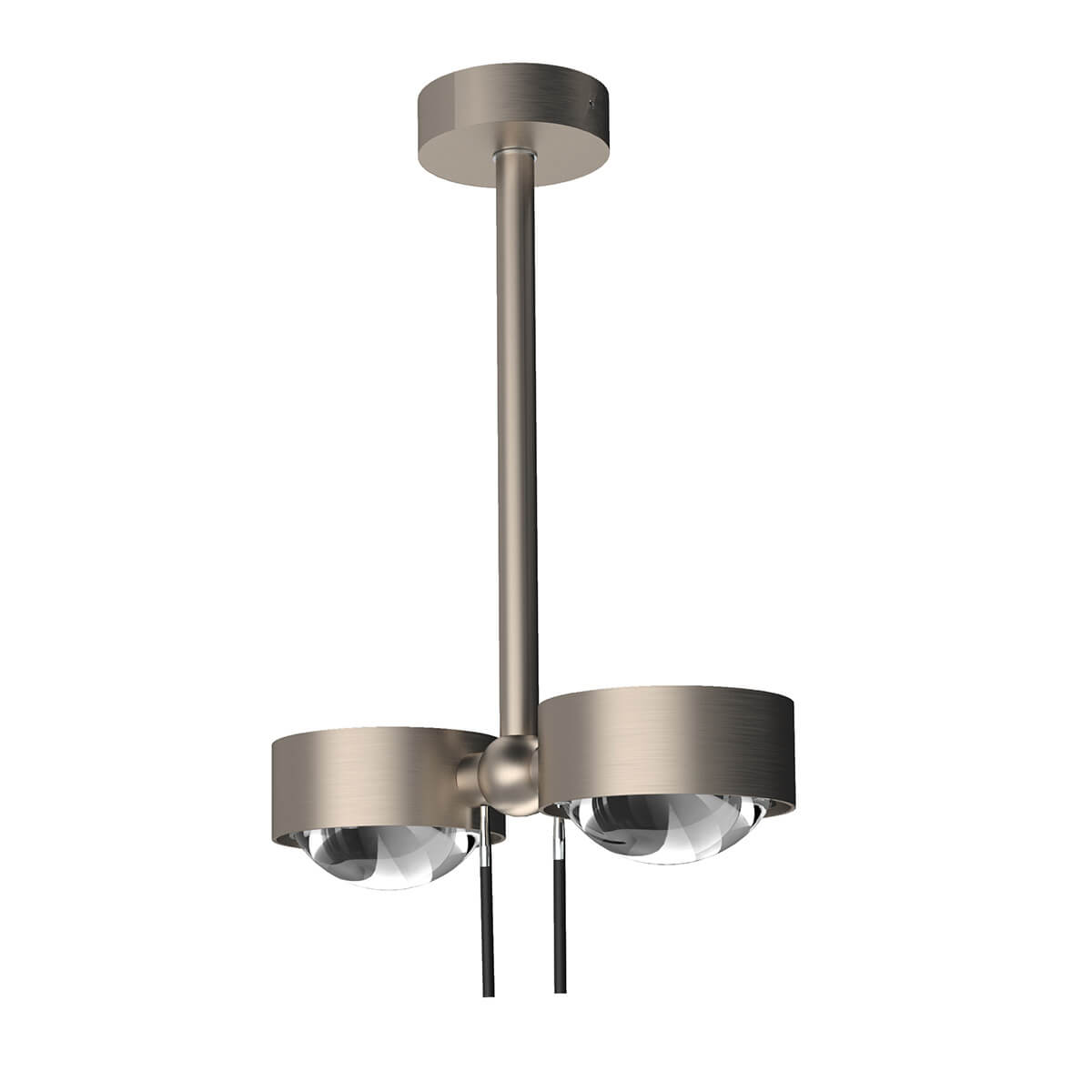 Top Light Puk Mini Side Twin Ceiling LED Deckenleuchte, 20 cm, Gehäuse, Nickel matt, mit Linse klar / Glas satiniert (nicht inbegriffen)