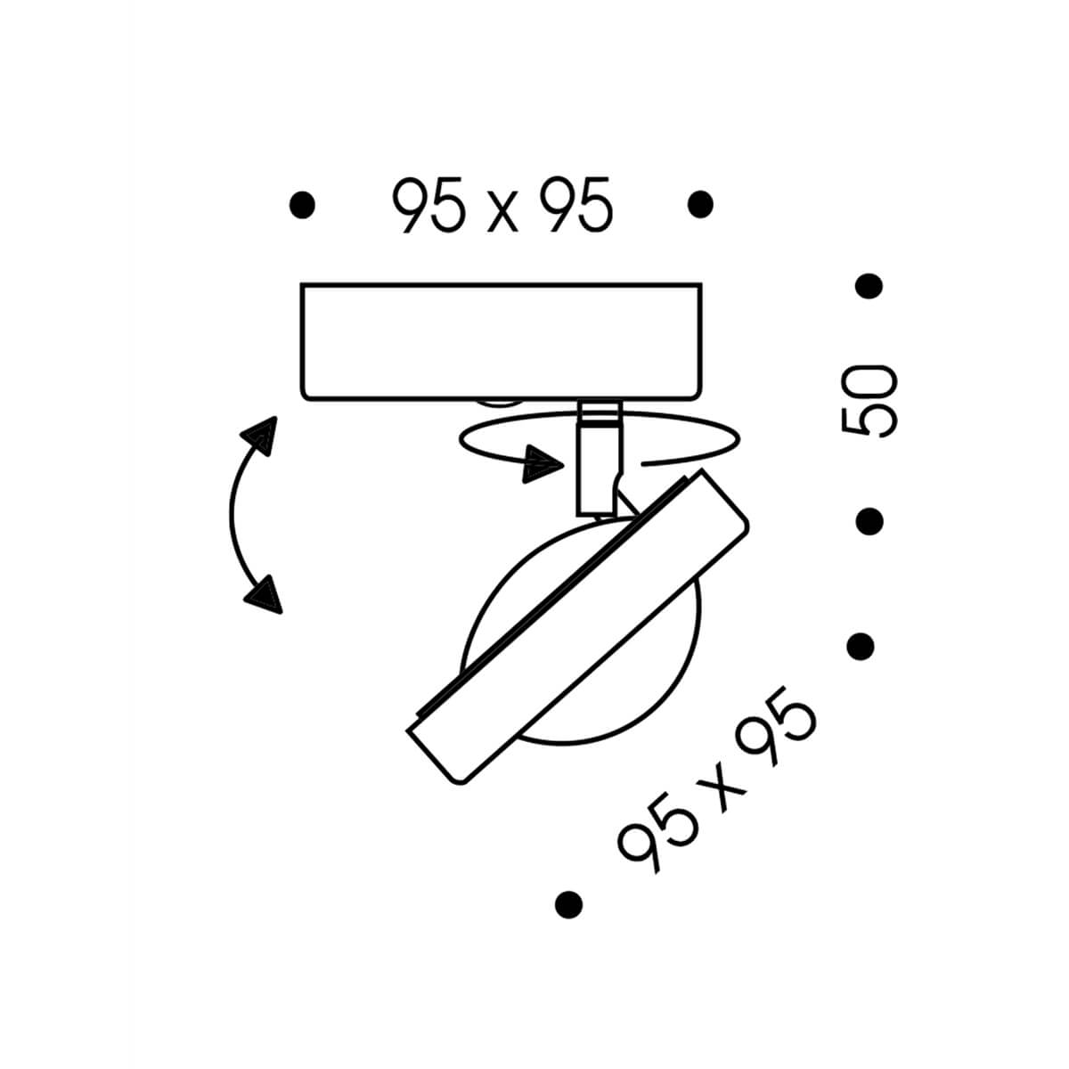 Oligo Kelveen LED Wand- / Deckenstrahler, Maßzeichnung