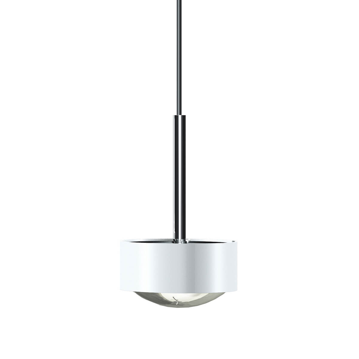 Top Light Puk Maxx Long One LED Pendelleuchte, Gehäuse, weiß matt / Chrom, mit Linse klar (nicht inbegriffen)