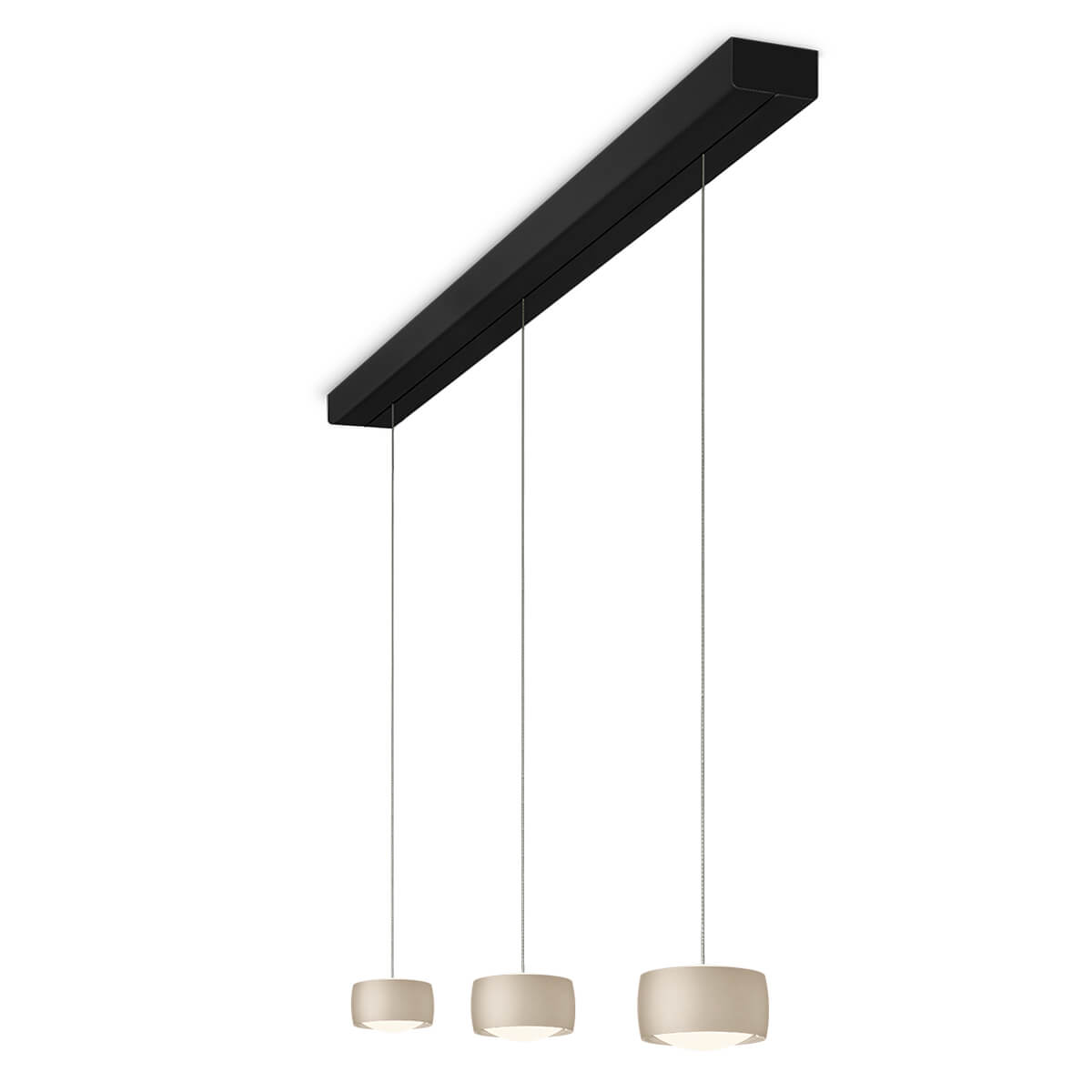 Oligo Grace LED Pendelleuchte, 3-flg., TW, unsichtbare Höhenverstellung, Baldachin: schwarz, cashmere matt