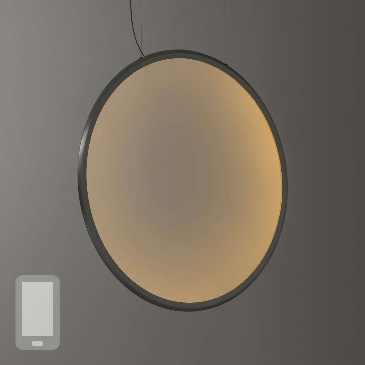 Artemide Discovery Vertical 70 RGBW LED Sospensione, App-kompatibel, Aluminium satiniert (Lichtfarbe orange)